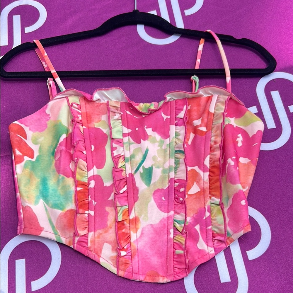 Floral Pink Corset Top